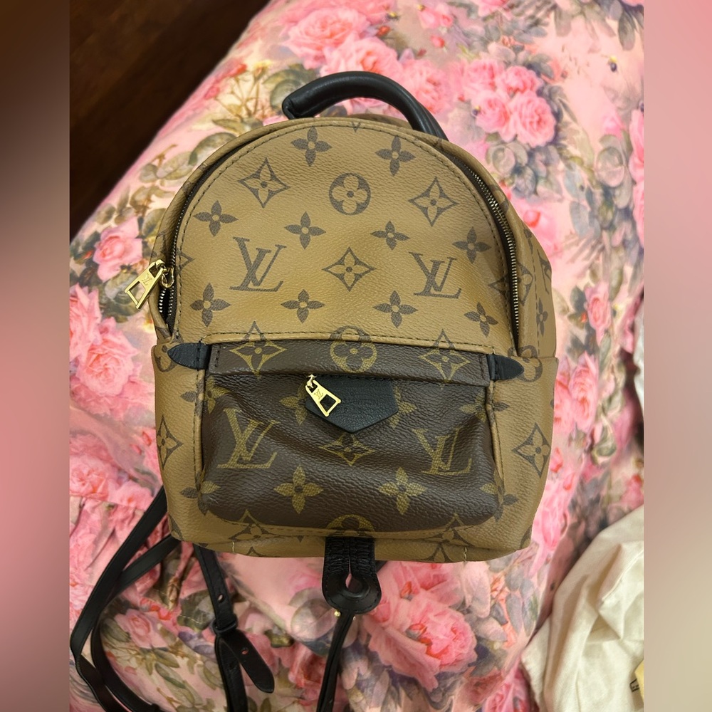 EUC Mini Palm Springs backpack in reverse mono Louis Vuitton